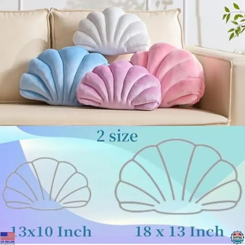 Light Blue Seashell Decorative Pillow 13x10 Inch Cute Throw Pillow for Home